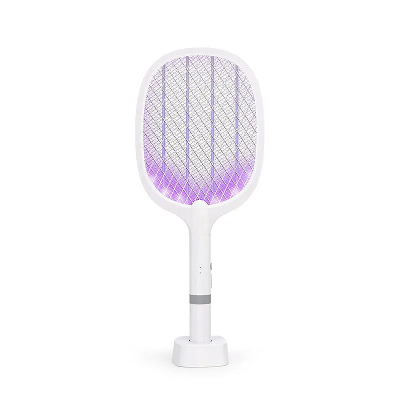 Rechargeable electric mosquito swatter with ABS plastic shell in two colour variants.