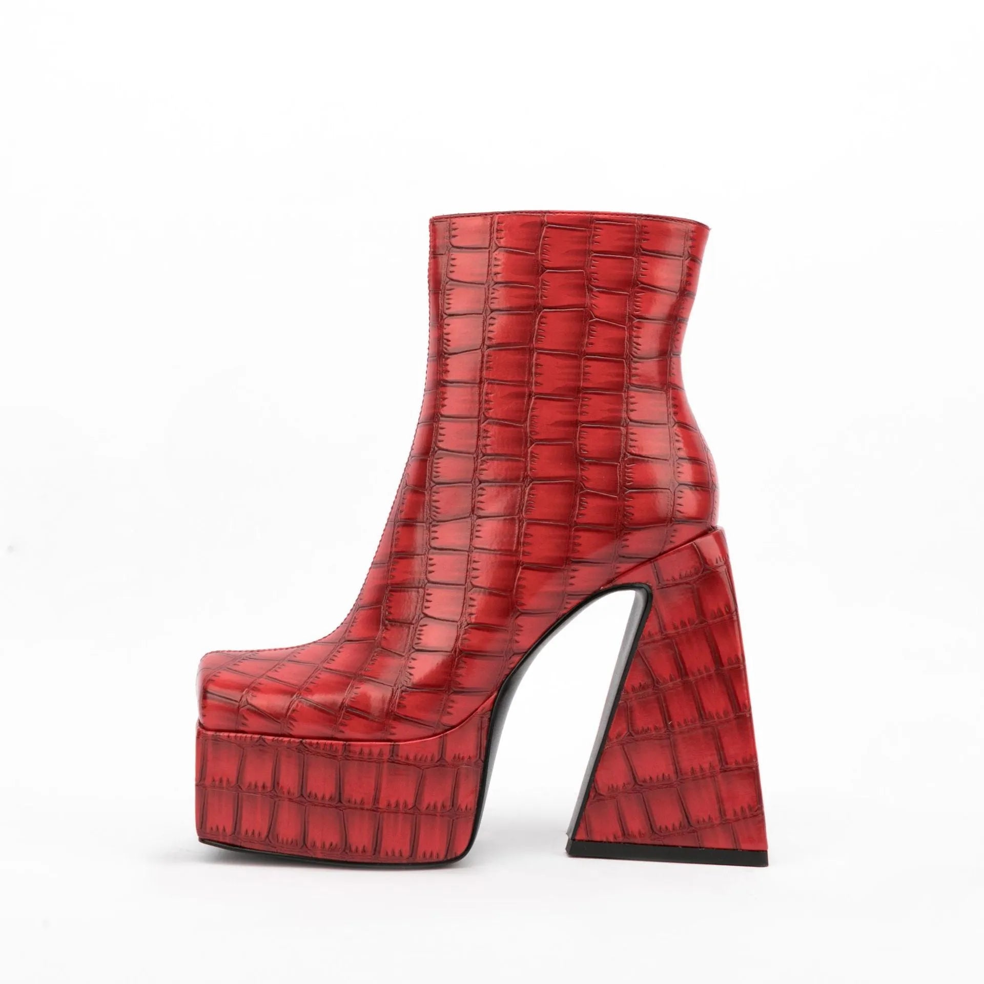 Women's artificial PU ankle boot with a super high heel, shown in a solid colour.