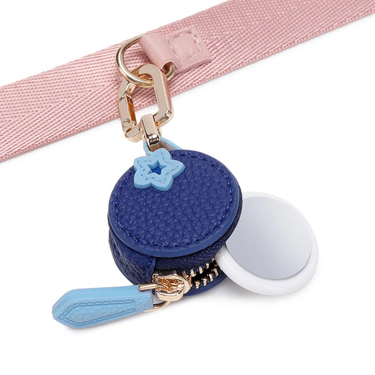 Cherry red PU leather keychain coin bag with keyring attachment