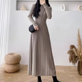 Women's high waist A-line polyester acrylic skirt in mid-length below knees design