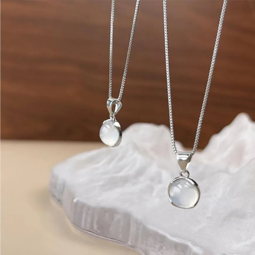 Women's oval pendant necklace with artificial crystal and adjustable 21-50cm chain in X7 6 Moon Light colour