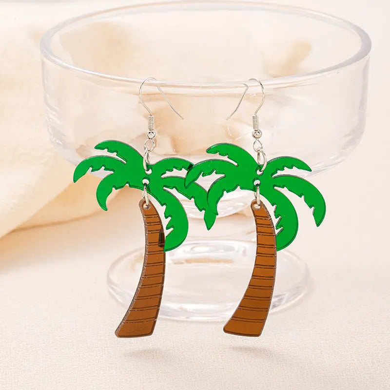 Drop-shaped alloy earrings with a colourful acrylic jackfruit design on a hook.