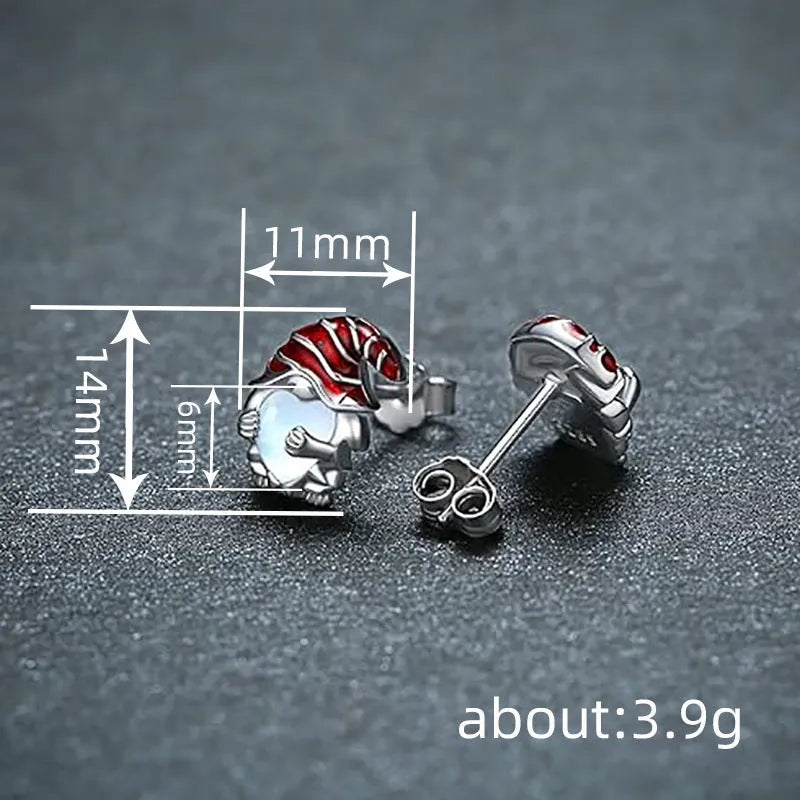 Women's heart-shaped earrings with Santa Claus design and white gold electroplated finish