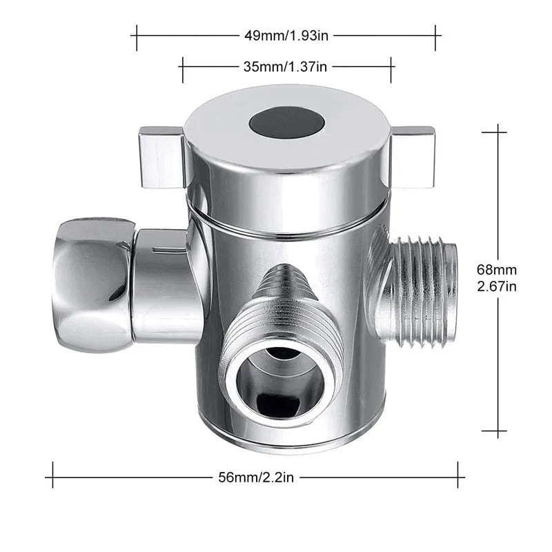 Copper shower water distributor with a metal joint bracket on a white background.