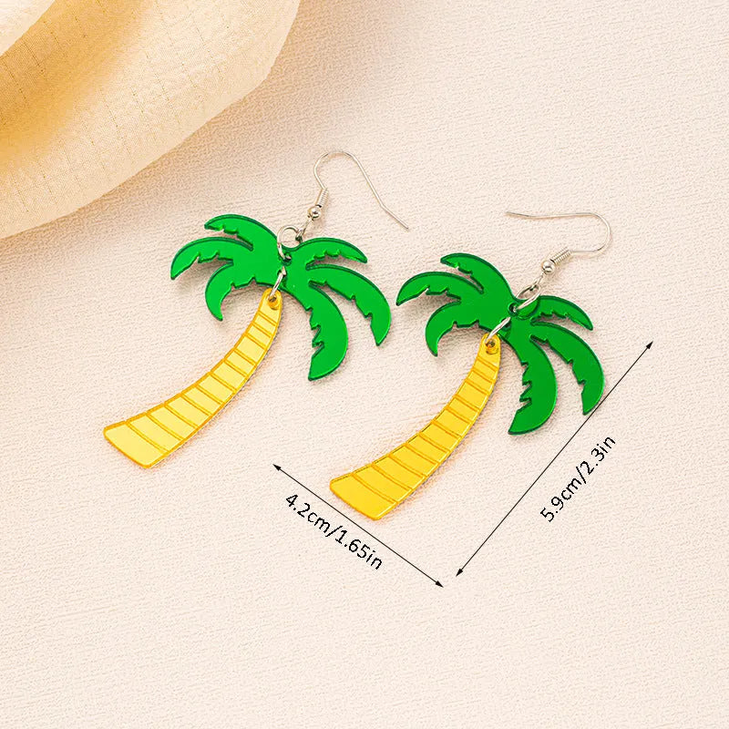 Drop-shaped alloy earrings with a colourful acrylic jackfruit design on a hook.