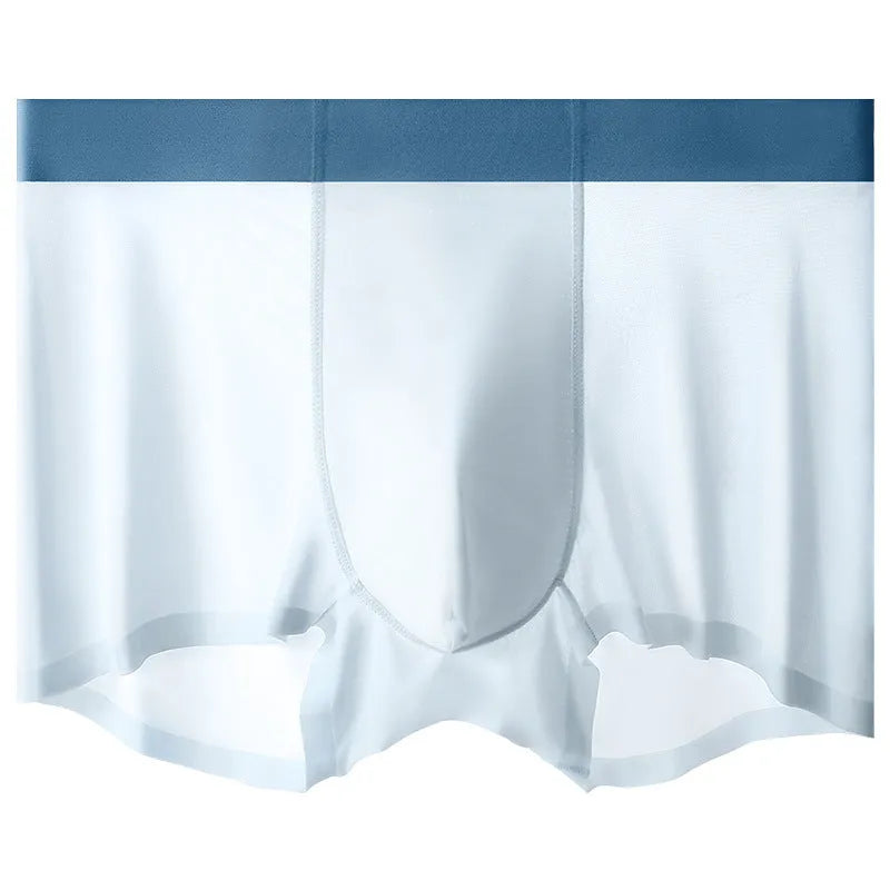 Men's Ice Silk cooling shorts in bean green colour with seamless design.