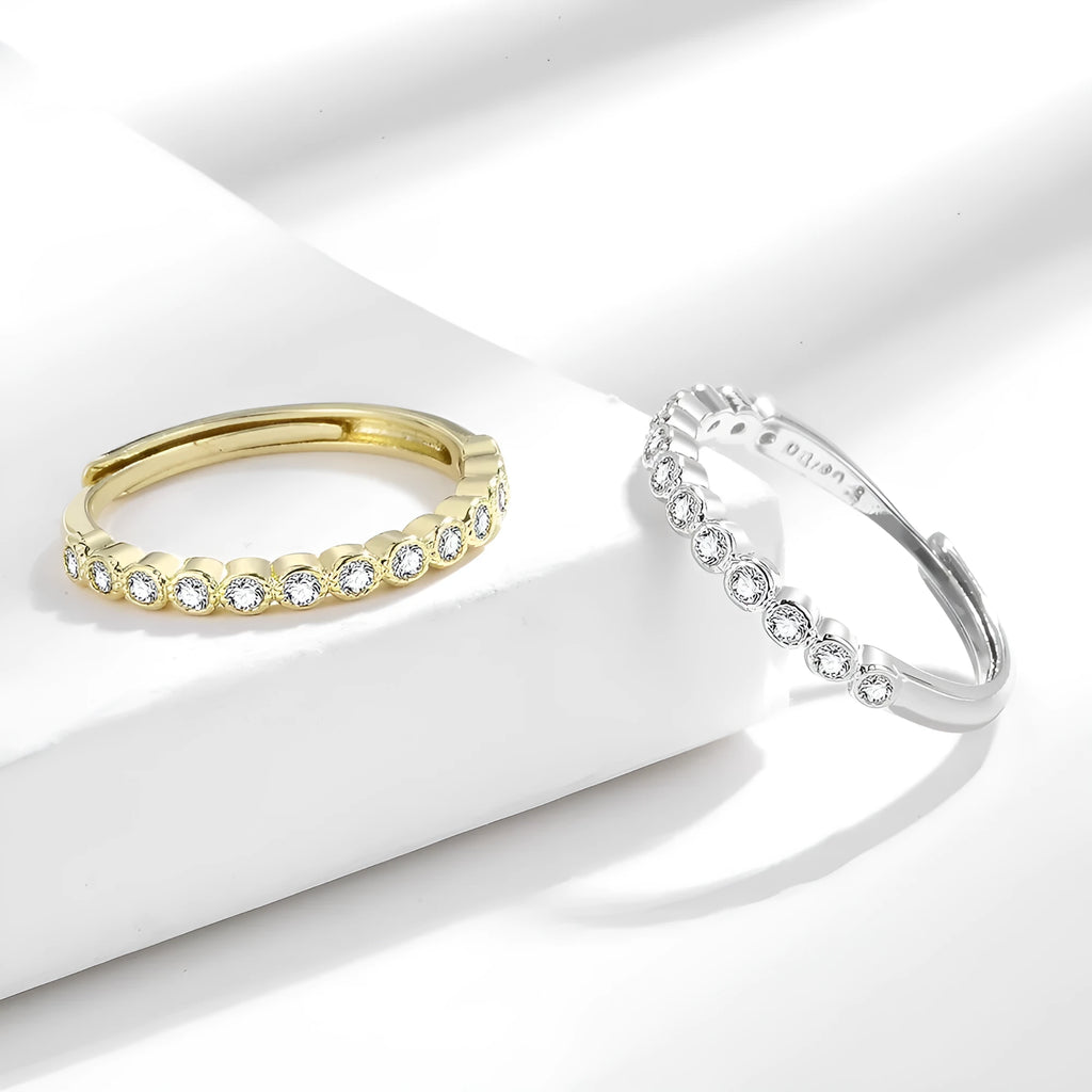 Geometric open mouth women's ring with Korean style diamond tail design in copper with electroplated finish