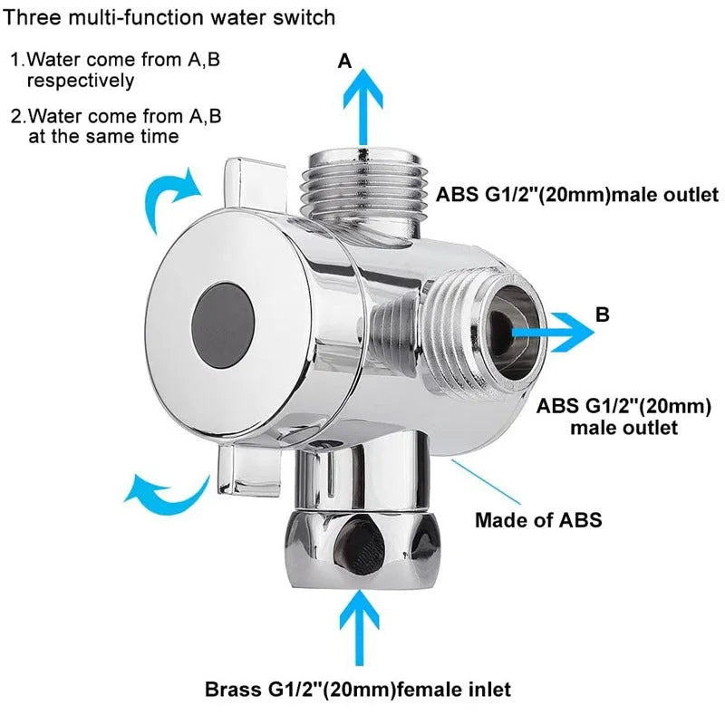 Copper shower water distributor with a metal joint bracket on a white background.
