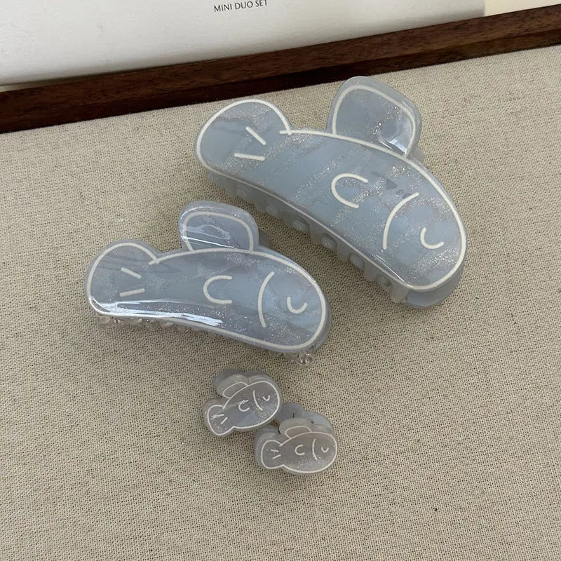 Women's dolphin grabber clip in blue fish or pink dolphin, acetic acid barrette, large medium or mini size