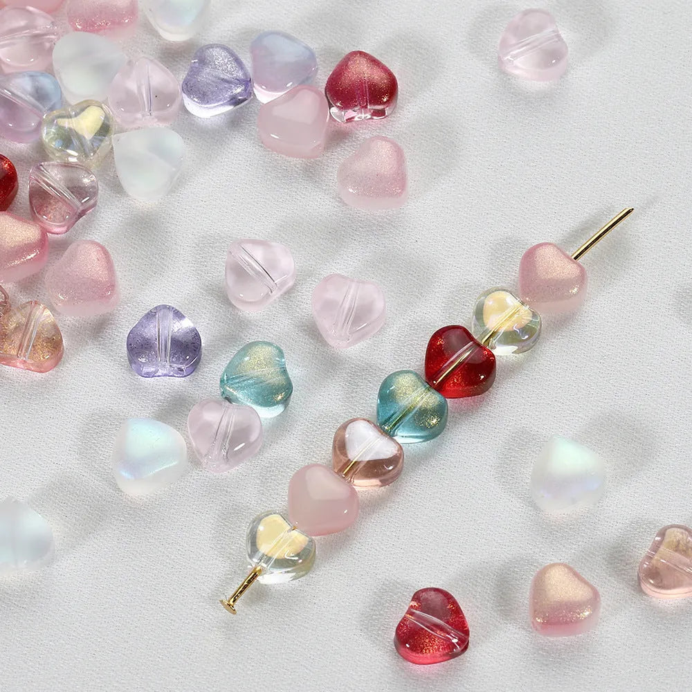 20 small acrylic love heart beads in assorted colours including aurora purple and blue rose