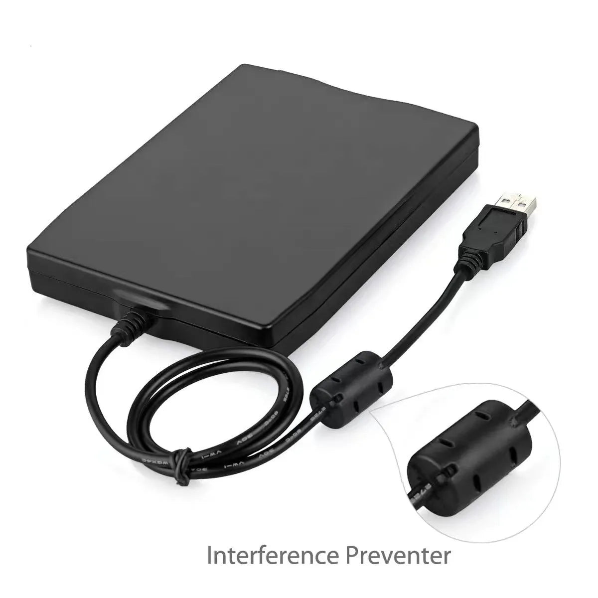 External 35 Disquete Drive USB floppy disk reader and writer in black colour