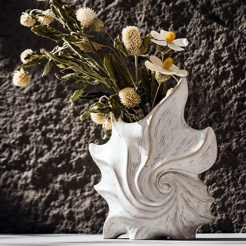 Hexagon ceramic vase with coloured glaze finish in European retro style