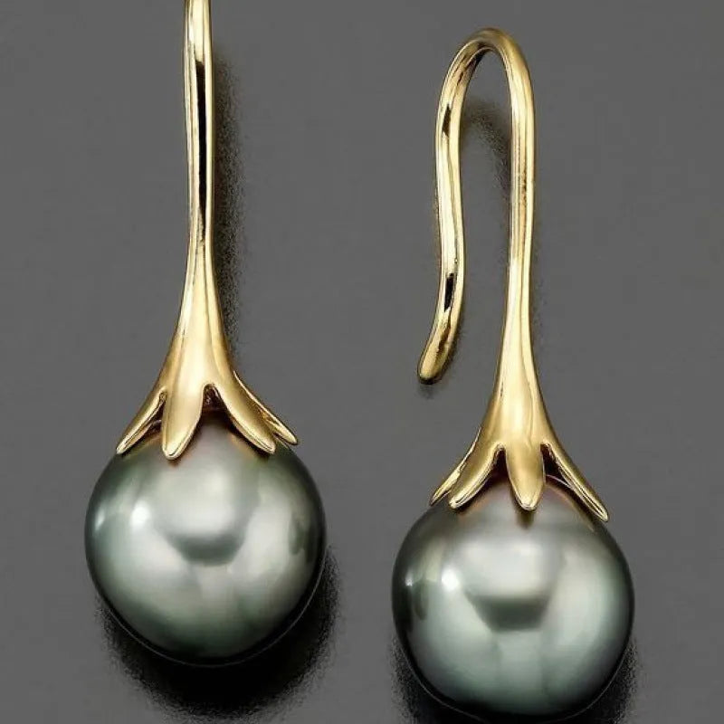 Women's retro design alloy earrings with imitation gold electroplating finish