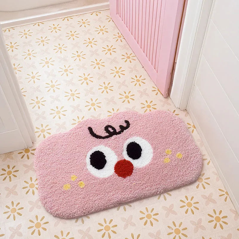 Cartoon anime bathroom mat with big eye clouds pattern in selected colour and size