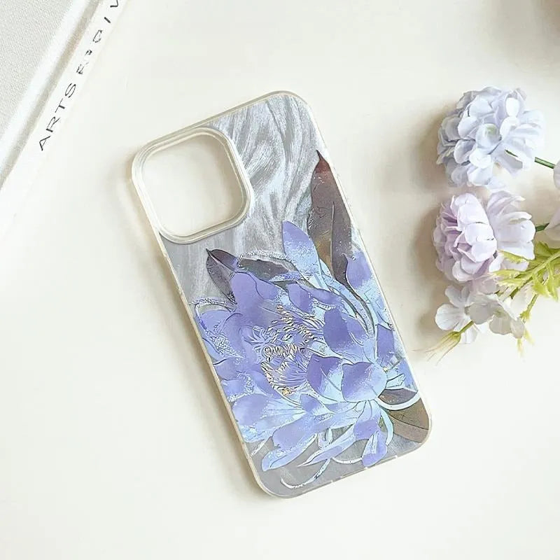 Blue Lotus luxury hard and silicone iPhone case bundle shown in multiple colour options for iPhone 15 Pro.