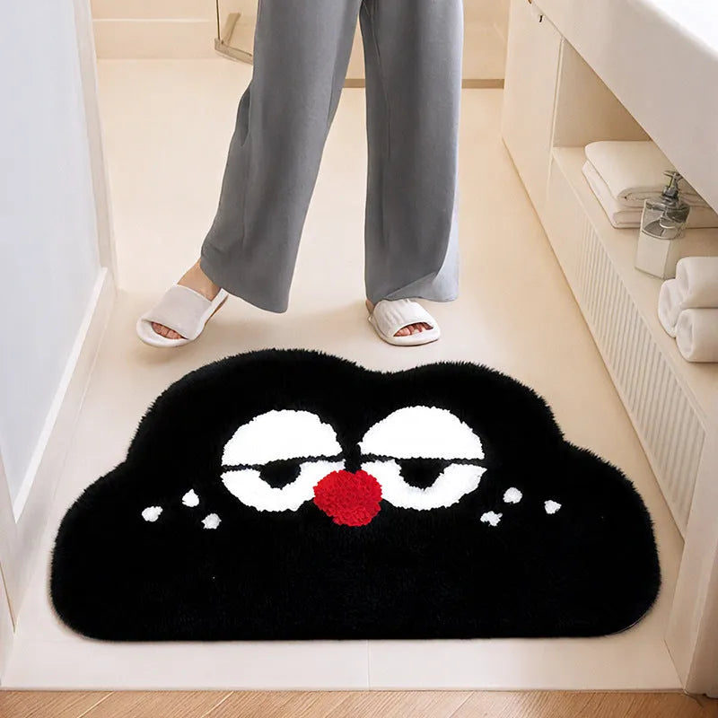Cartoon anime bathroom mat with big eye clouds pattern in selected colour and size