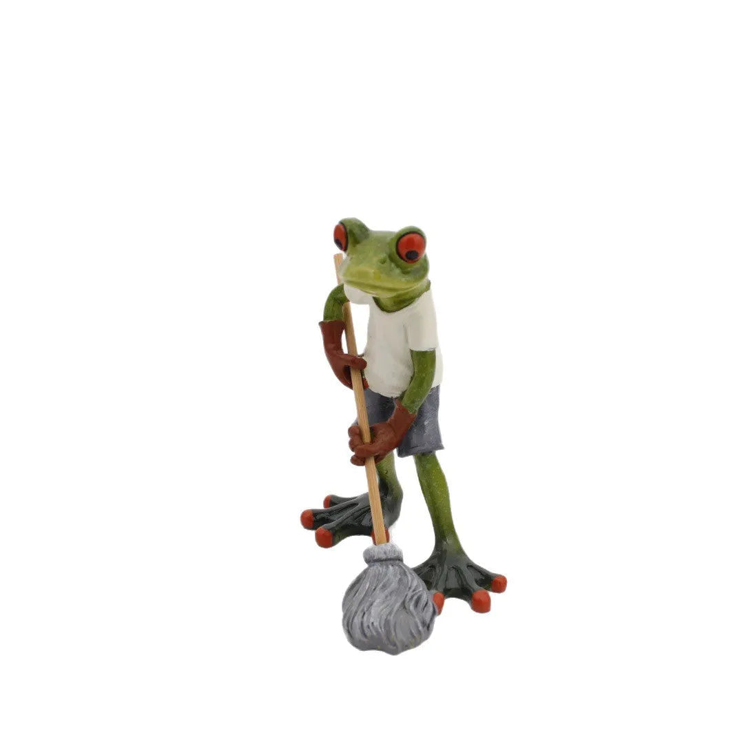 Resin frog decoration figurine in pastoral style for home interiors