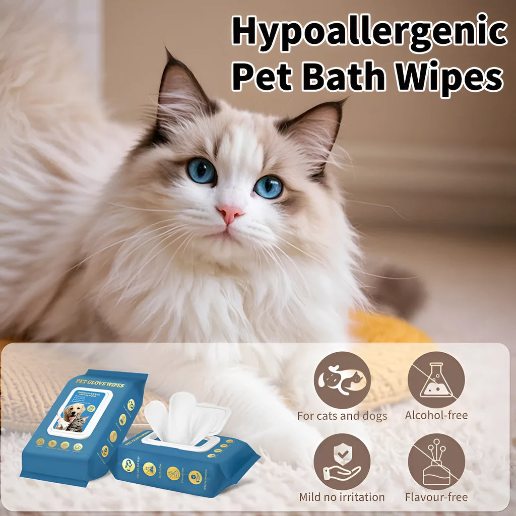 Disposable pet gloves for cat and dog bath cleaning in 20-piece wash-free packs