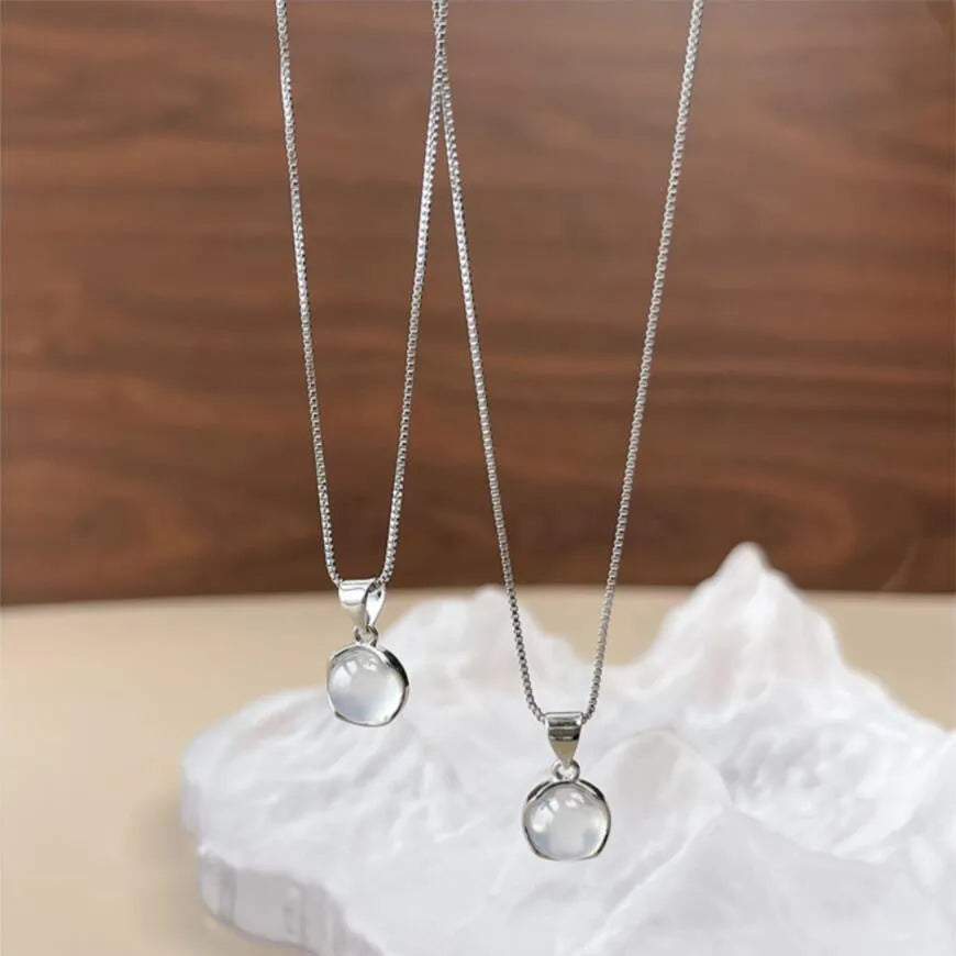Women's oval pendant necklace with artificial crystal and adjustable 21-50cm chain in X7 6 Moon Light colour