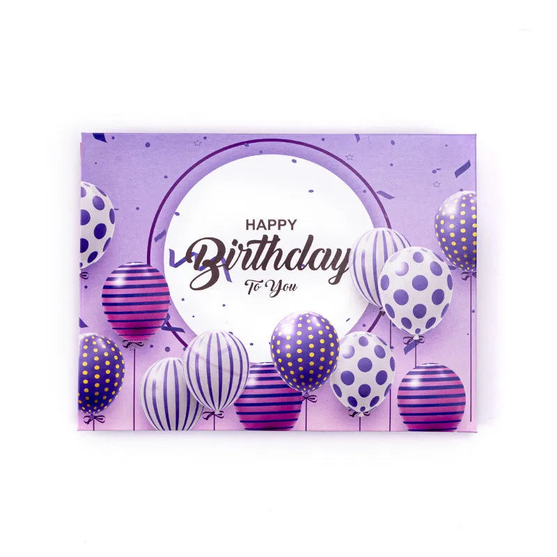 Musical 3D birthday card with Chinese ink style cake design showing manual folded paper construction