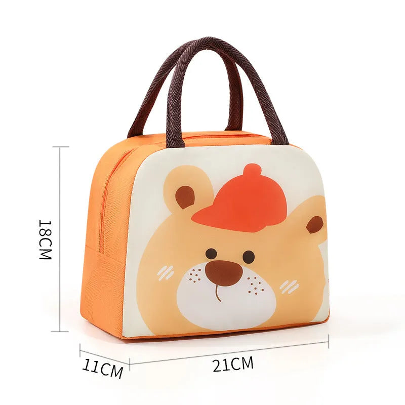 Cartoon insulated lunch box bag in Oxford cloth with aluminium foil lining