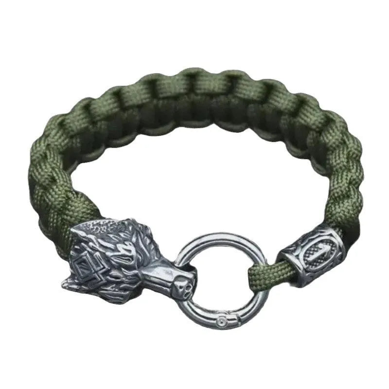 Handmade wolf head bracelet with Luen character design in camouflage colour
