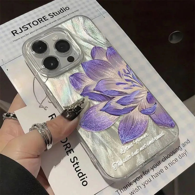 Blue Lotus luxury hard and silicone iPhone case bundle shown in multiple colour options for iPhone 15 Pro.