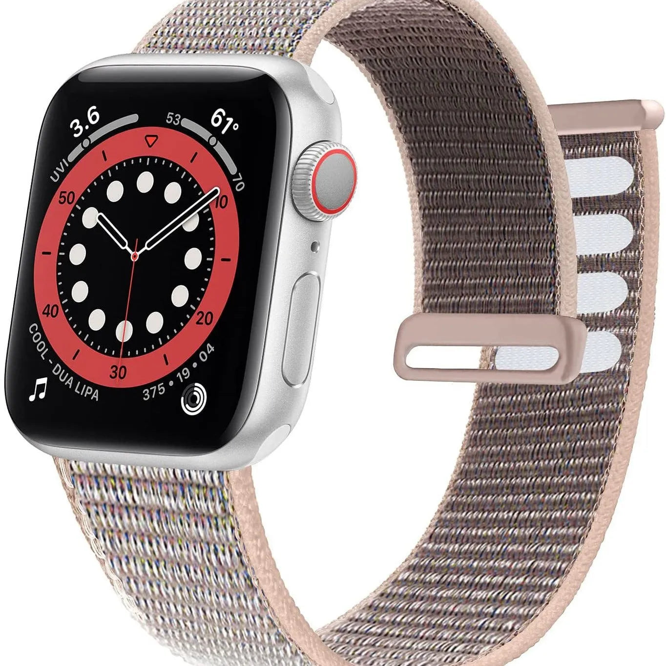 Woven nylon universal smartwatch strap compatible with Apple and iPhone devices in multiple colours and sizes