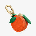 Cherry red PU leather keychain coin bag with keyring attachment