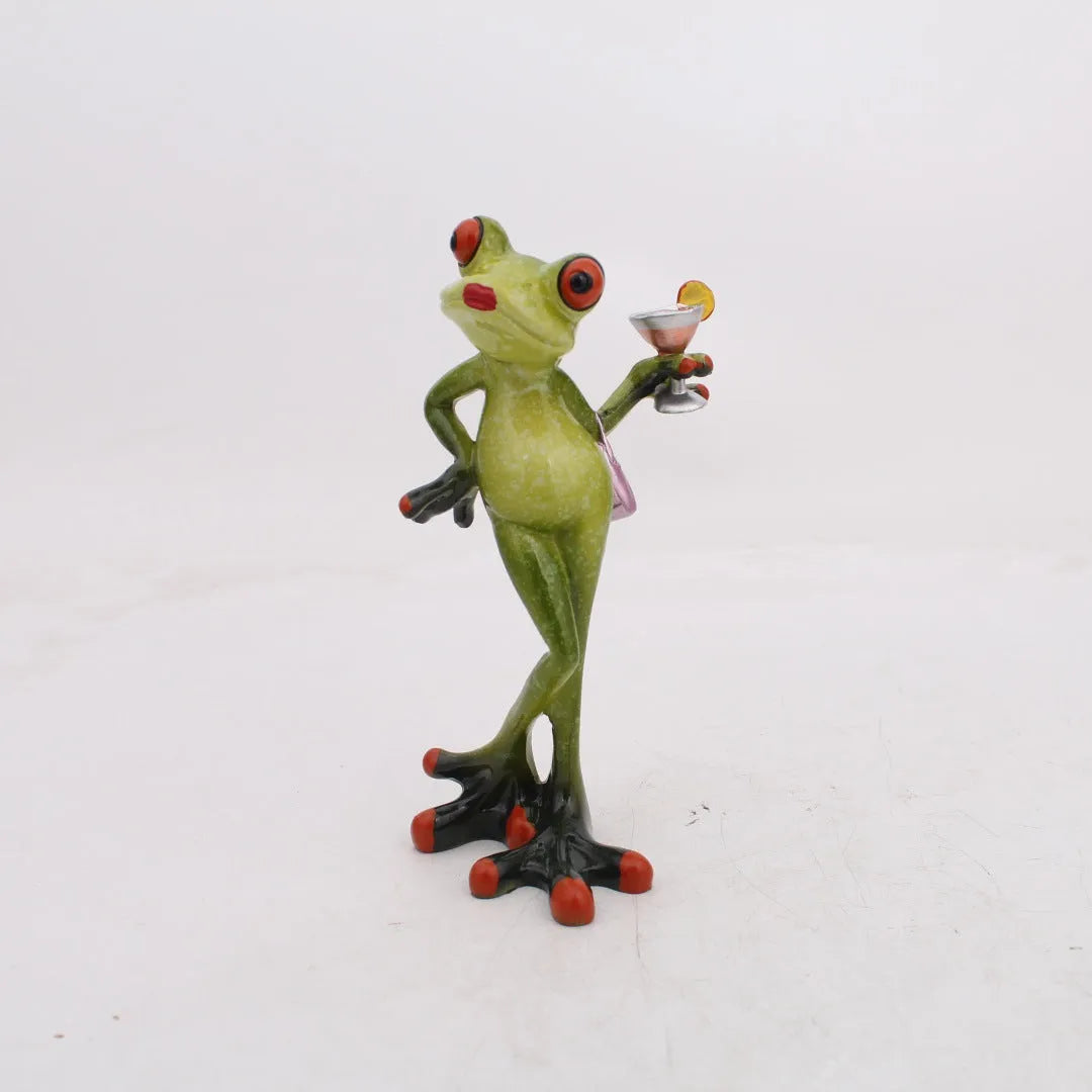 Resin frog decoration figurine in pastoral style for home interiors