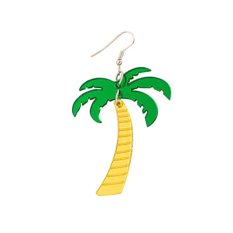 Drop-shaped alloy earrings with a colourful acrylic jackfruit design on a hook.