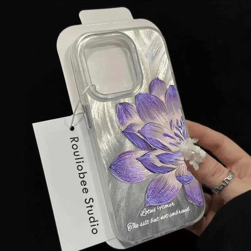 Blue Lotus luxury hard and silicone iPhone case bundle shown in multiple colour options for iPhone 15 Pro.