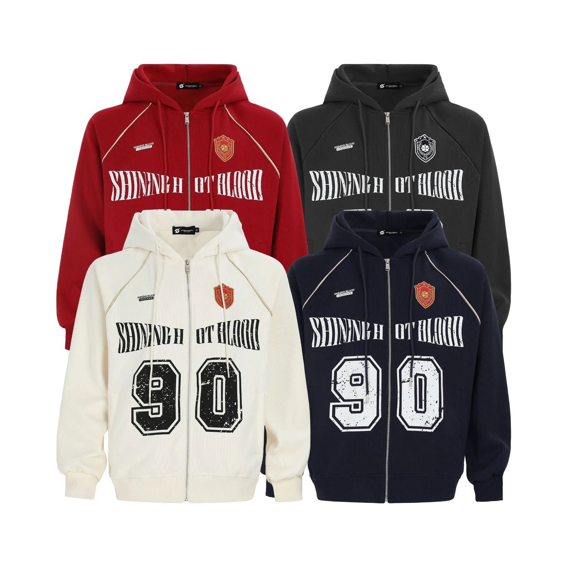 Women's American retro style jacket with letter embroidery in cotton blend fabric