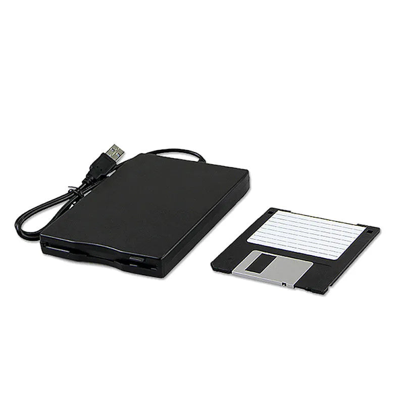 External 35 Disquete Drive USB floppy disk reader and writer in black colour