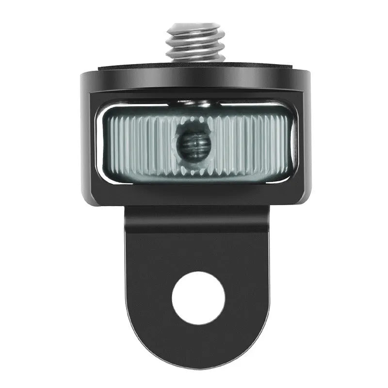 Aluminium alloy sports camera adapter with 1/4 inch thread for tripod mounting in multiple colour options