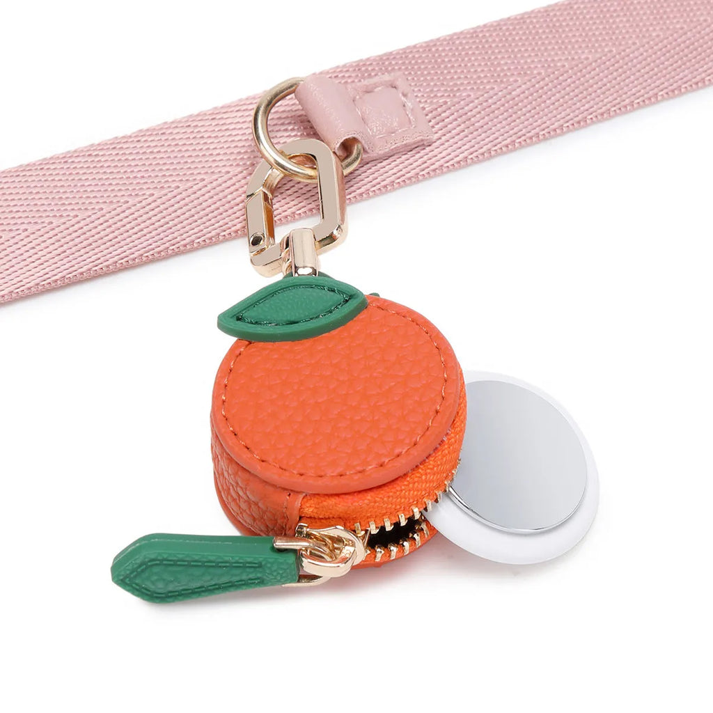 Cherry red PU leather keychain coin bag with keyring attachment