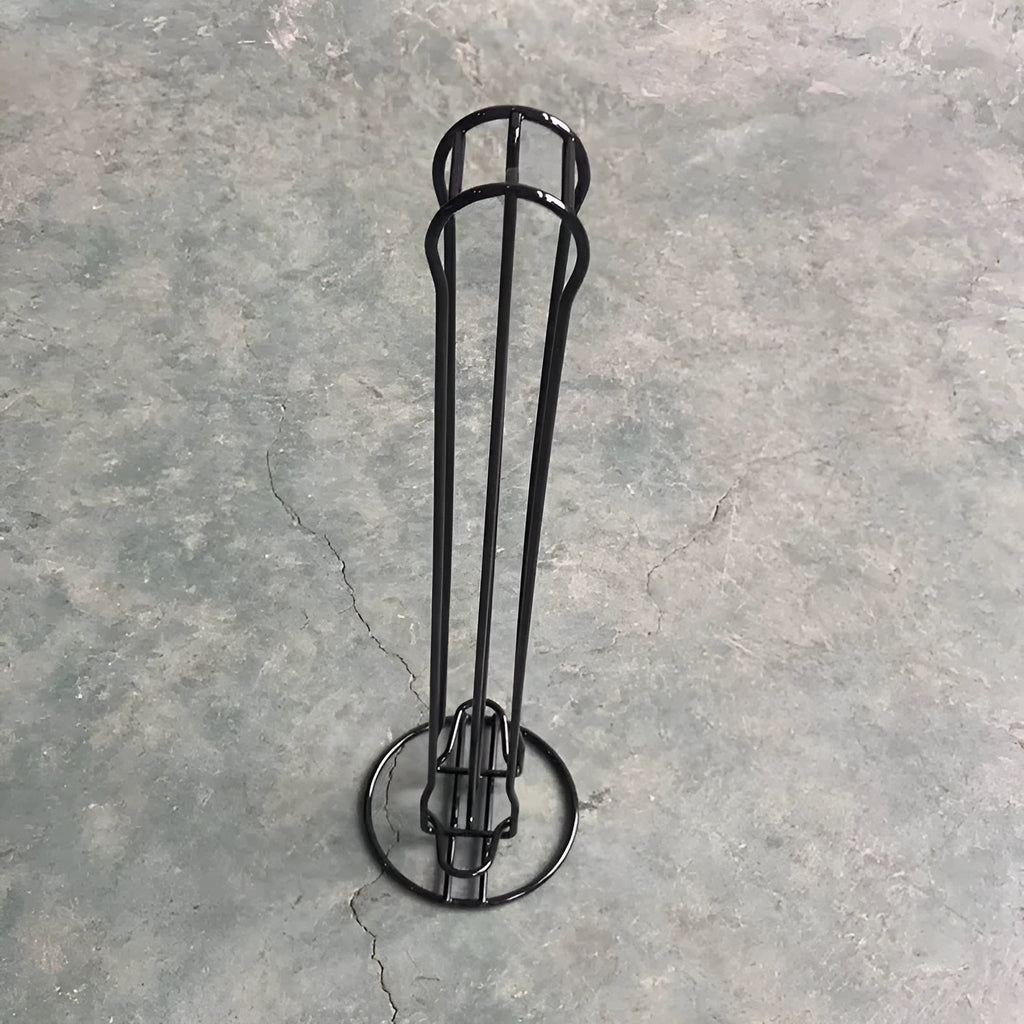 Wrought iron coffee capsule storage rack holding 20 pods in spray black finish