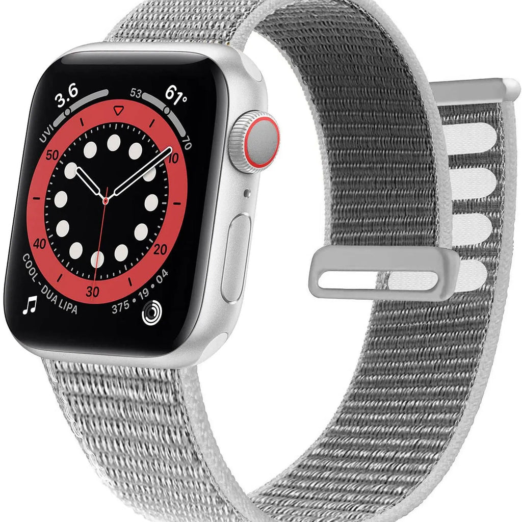 Woven nylon universal smartwatch strap compatible with Apple and iPhone devices in multiple colours and sizes