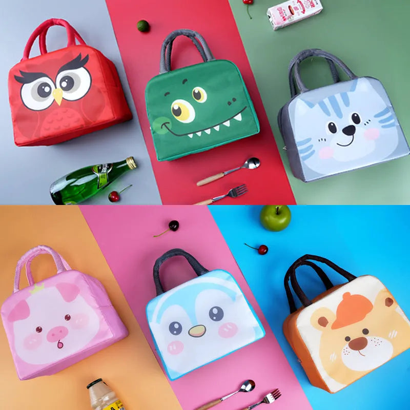 Cartoon insulated lunch box bag in Oxford cloth with aluminium foil lining