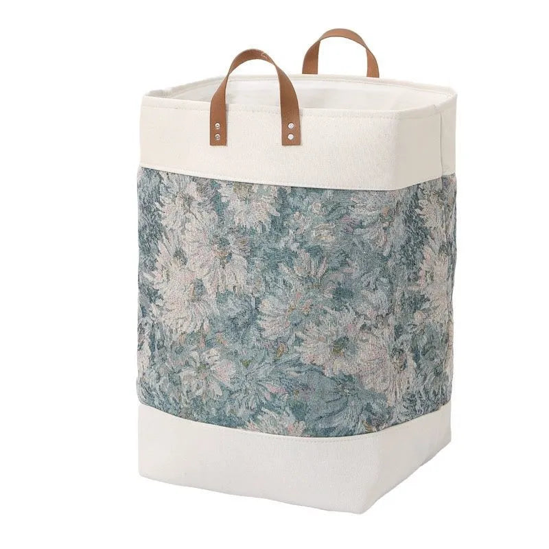 Large fabric storage bag for quilts and clothes in a choice of colours including beige letters and pastoral stripes.