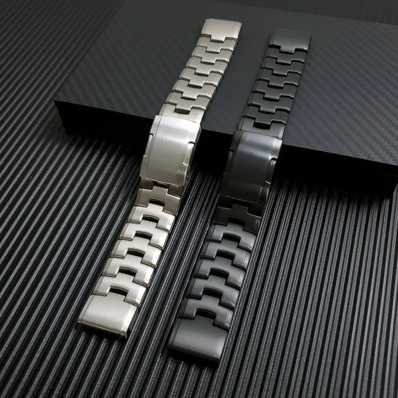 Garmin Fenix Jiaming compatible watch strap in silver, black, titanium colours with 22mm and 26mm width options