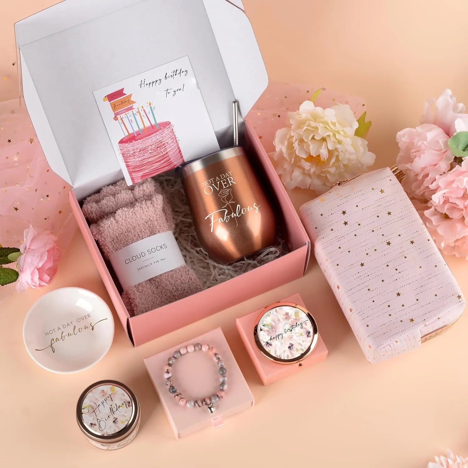 Soy wax aromatherapy candle bath set gift box showing a selection of the 15 available style and colour variations.