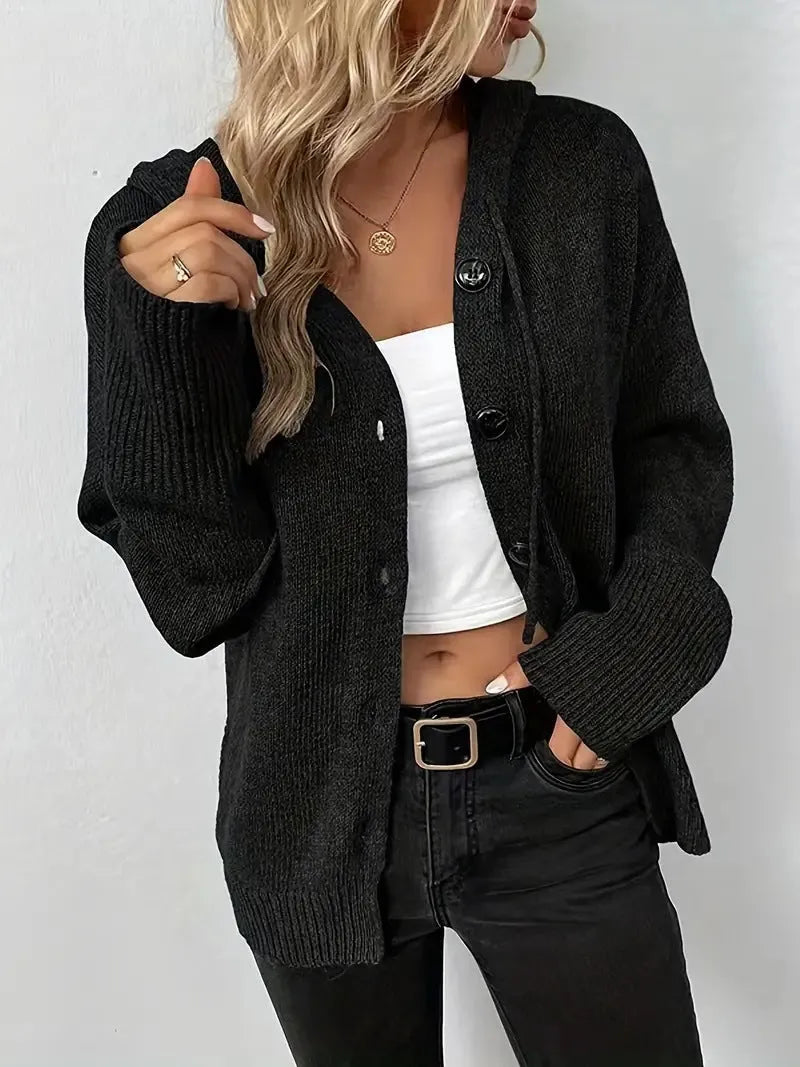 Thick coloured cotton hooded cardigan sweater with 3D stereo pattern in loose fit