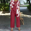Women's blue polyester three-piece casual suit with coat, vest and trousers