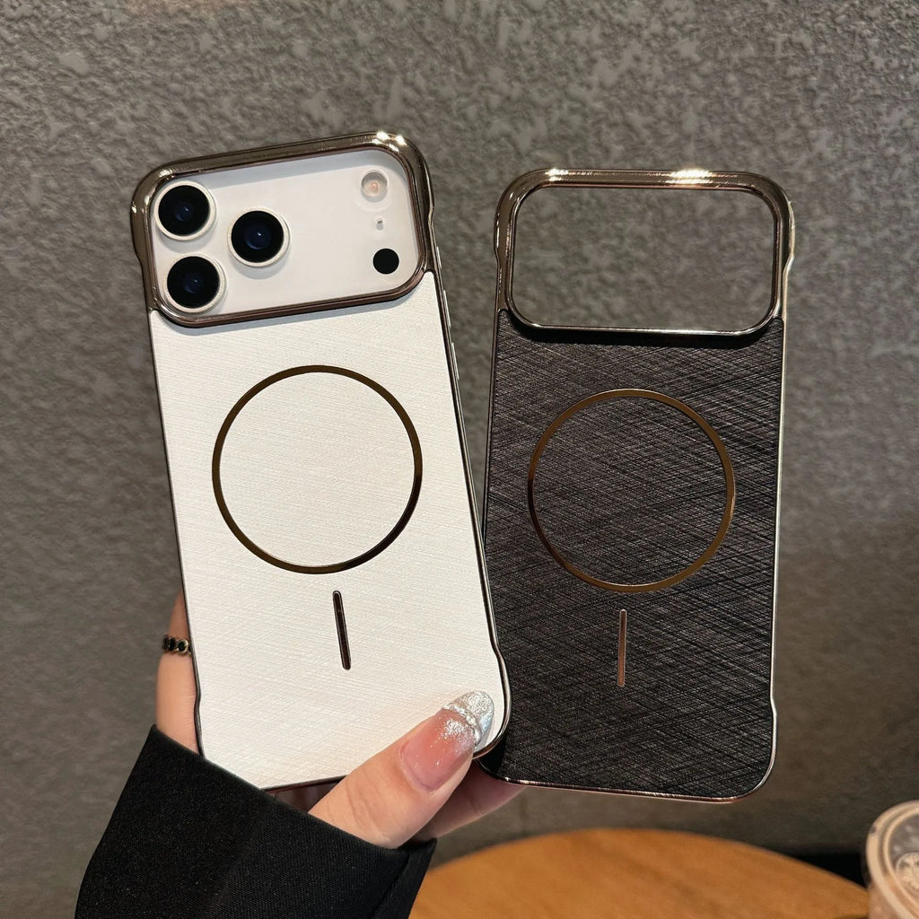 Electroplating frameless magnetic phone case for iPhone 17 in multiple colour options