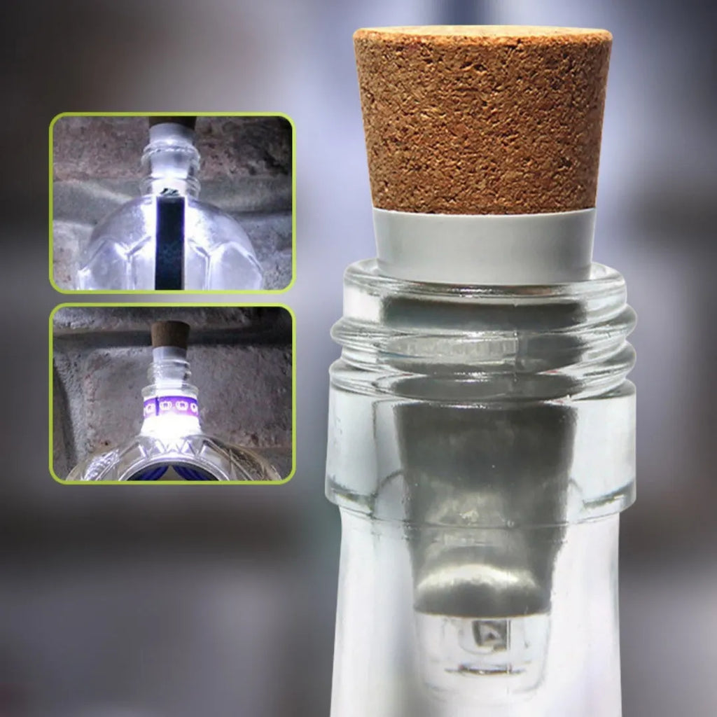 White rechargeable LED luminous bottle cap cork light for holiday decoration.