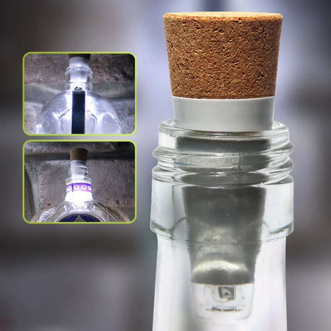 White rechargeable LED luminous bottle cap cork light for holiday decoration.