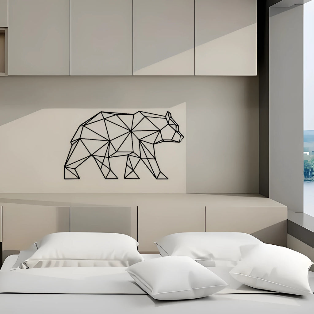Polar bear silhouette metal iron wall hanging decoration modern Chinese style