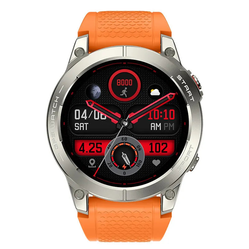 S53 Outdoor GPS Sports Smart Watch with black silicone wristband and zinc alloy frame