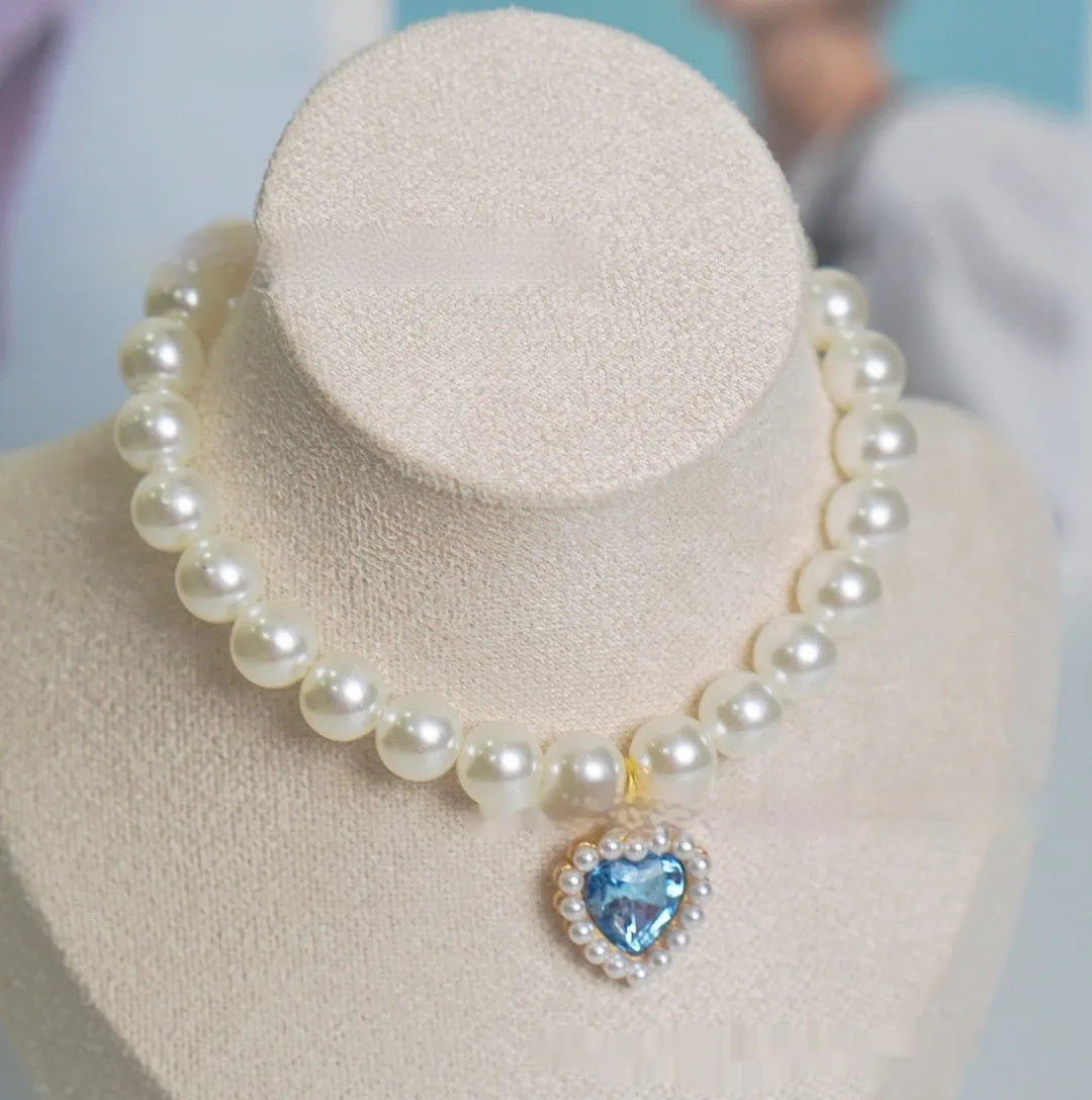 Decorative plastic alloy resin cat collar with love gem charm in multiple colour options.